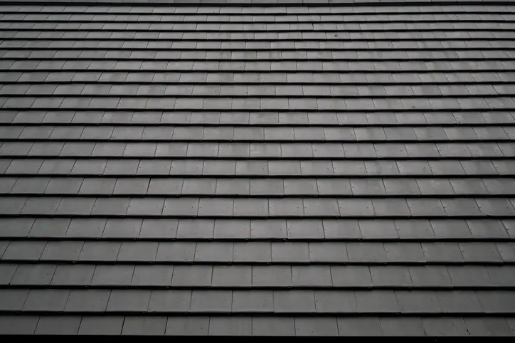 Pattern of black square-shaped roof tiles