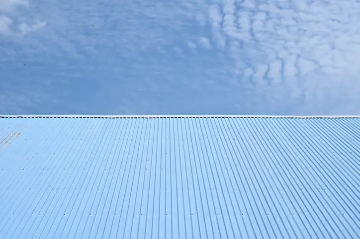 Roof when the sky is blue